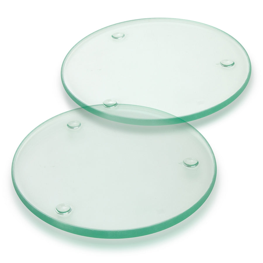 Crystal Glass Coaster - Set of 2 - Round - Full Colour (Clear)