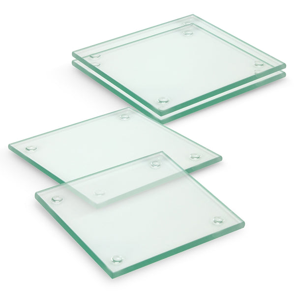 Crystal Glass Coaster - Set of 4 - Square - Full Colour (Clear)