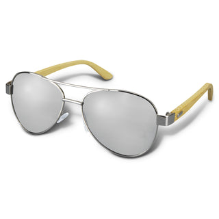 Agogo Aviator Mirror Lens Sunglasses - Bamboo (Silver)