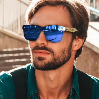 Grove Mirror Lens Sunglasses - Bamboo (Blue) — Feature