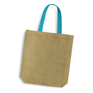 Printwear Thera Jute Tote Bag - Coloured Handles (Light Blue)