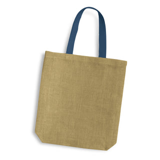 Printwear Thera Jute Tote Bag - Coloured Handles (Dark Blue)