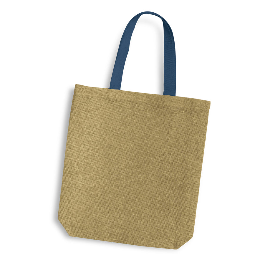 Harbour Jute Tote Bag - Coloured Handles (Dark Blue)