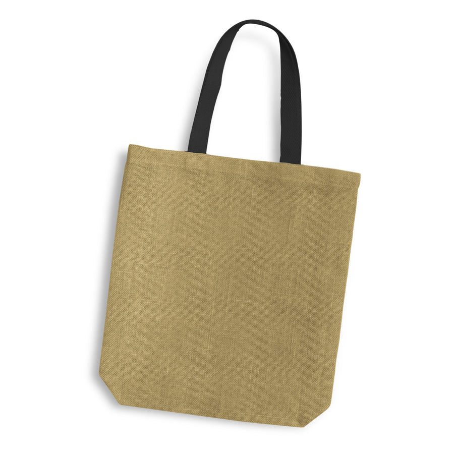 Harbour Jute Tote Bag - Coloured Handles (Black)