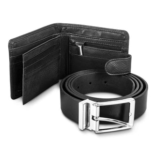 Pierre Cardin Leather Wallet and Belt Gift Set (Black)