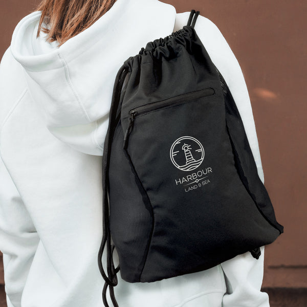 Canvas Drawstring Backpack (Black)