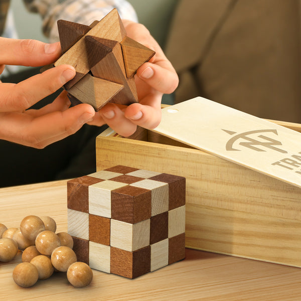 Beech Wooden Brain Teaser Set (Natural)