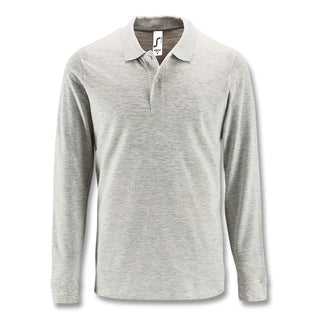 SOLS Perfect Men's Long Sleeve Polo (Ash)