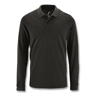 SOLS Perfect Men's Long Sleeve Polo (Charcoal Melange)