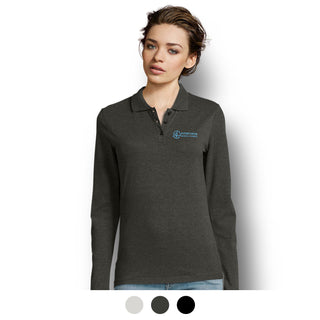 SOLS Perfect Women's Long Sleeve Polo (Charcoal Melange)