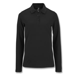 SOLS Perfect Women's Long Sleeve Polo (Black)