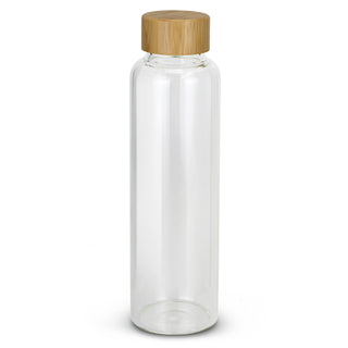 Kauri Glass Bottle Bamboo Lid (Black) — Clear/Natural