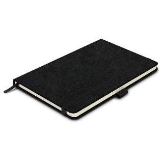 Grain RPET Felt Hard Cover Notebook (Grey) — Black - Front