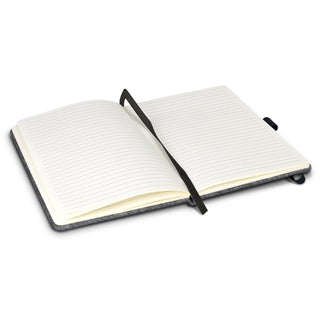 Grain RPET Felt Hard Cover Notebook (Black) — Open