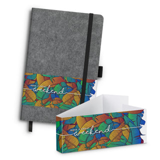 Grain RPET Felt Hard Cover Notebook (Black) — Belly Band