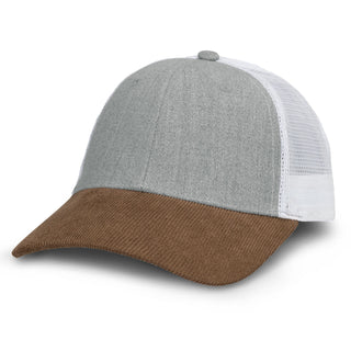 Printwear Galloway Corduroy Peak Cap (Heather Grey/Brown)