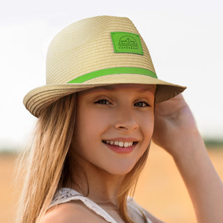 Printwear Bruno Fedora Hat (Natural/Bright Green)