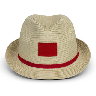 Printwear Bruno Fedora Hat (Natural/Red)