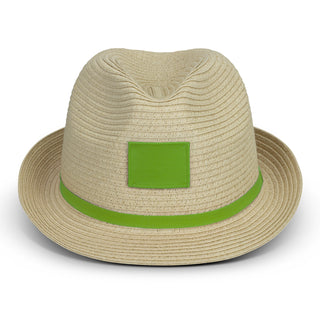 Printwear Bruno Fedora Hat (Natural/Bright Green)