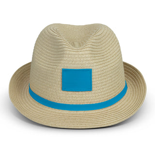 Printwear Bruno Fedora Hat (Natural/Light Blue)