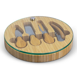NATURA Glass & Bamboo Cheese Board (Clear/Natural) — Closed