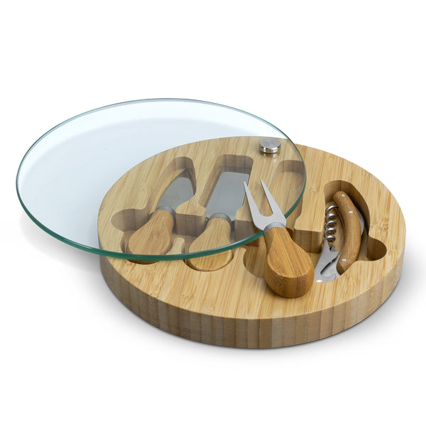 NATURA Glass & Bamboo Cheese Board (Clear/Natural)