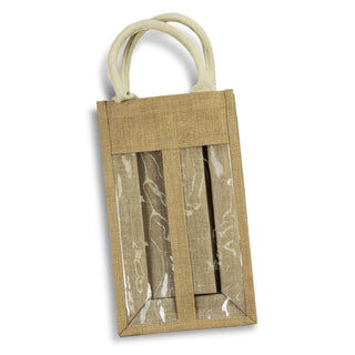 Printwear Serena Jute Double Wine Carrier (Natural)