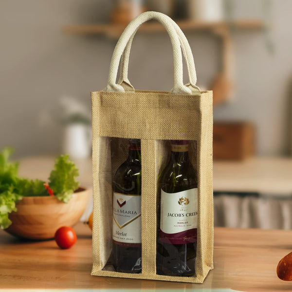 Vineyard Jute Double Wine Carrier (Natural)
