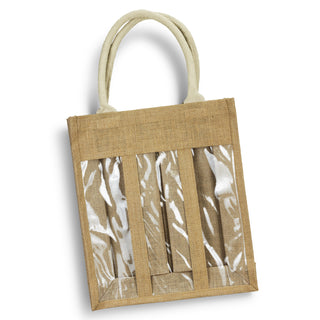 Printwear Serena Jute Triple Wine Carrier (Natural)