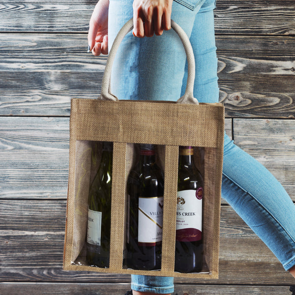Vineyard Jute Triple Wine Carrier (Natural)