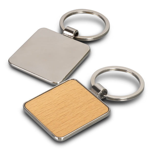 Fob Key Ring - Square (Silver/Natural)