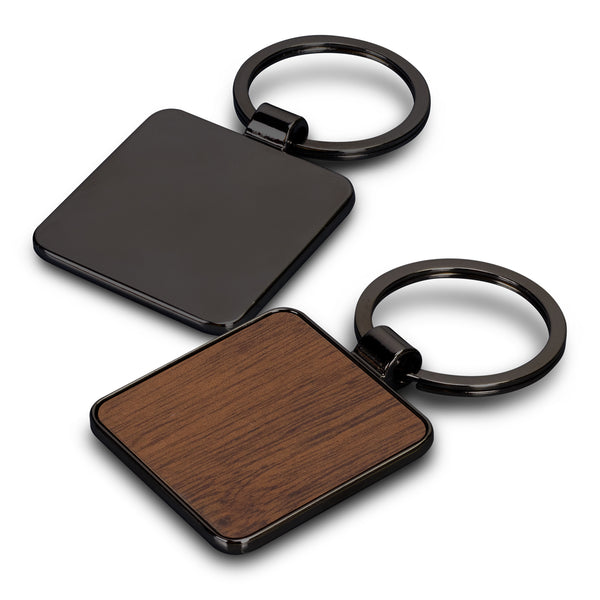 Fob Key Ring - Square (Silver/Natural)