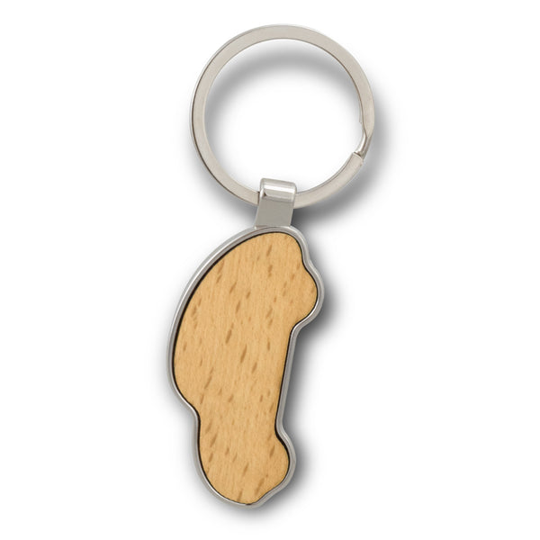 Burr Car Shaped Key Ring (Silver/Natural)