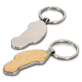 Burr Car Shaped Key Ring (Silver/Natural) — Key Ring