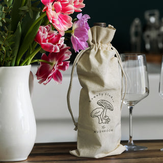 Flax Cotton Wine Drawstring Bag (White) — Feature