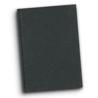 Linen Hard Cover Notebook (Black) — Black - Closed