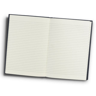 Linen Hard Cover Notebook (Black) — Navy - Open