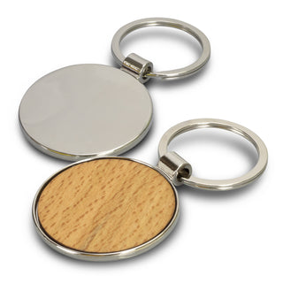 Pin Key Ring - Round (Silver/Natural) — Silver - Back