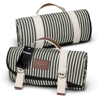 Keepsake Picnic Blanket (Natural/Navy) — Natural/Black