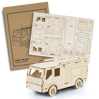 BRANDCRAFT Fire Truck Wooden Model (Natural)