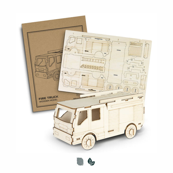BRANDCRAFT Fire Truck Wooden Model (Natural)
