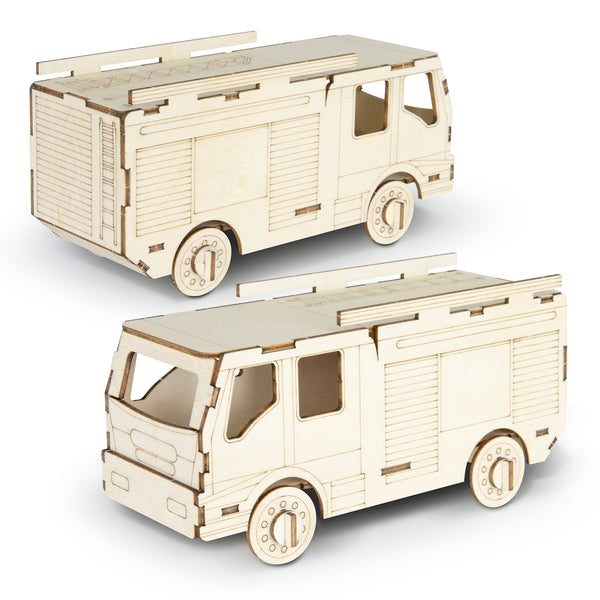 BRANDCRAFT Fire Truck Wooden Model (Natural)