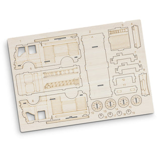 BRANDCRAFT Fire Truck Wooden Model (Natural) — Flat Sheet