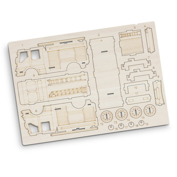 BRANDCRAFT Fire Truck Wooden Model (Natural)