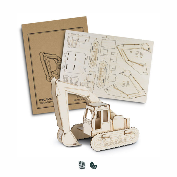 BRANDCRAFT Excavator Wooden Model (Natural)
