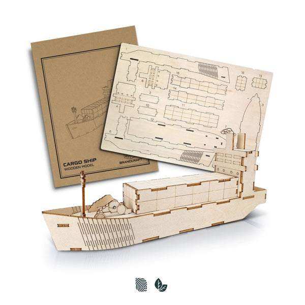 BRANDCRAFT Cargo Ship Wooden Model (Natural)