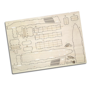 BRANDCRAFT Cargo Ship Wooden Model (Natural) — Flat Sheet