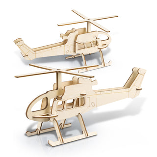 BRANDCRAFT Helicopter Wooden Model (Natural) — Assembled