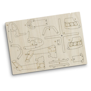 BRANDCRAFT Helicopter Wooden Model (Natural) — Flat Sheet