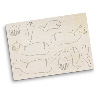 BRANDCRAFT Cat Wooden Model (Natural) — Flat Sheet